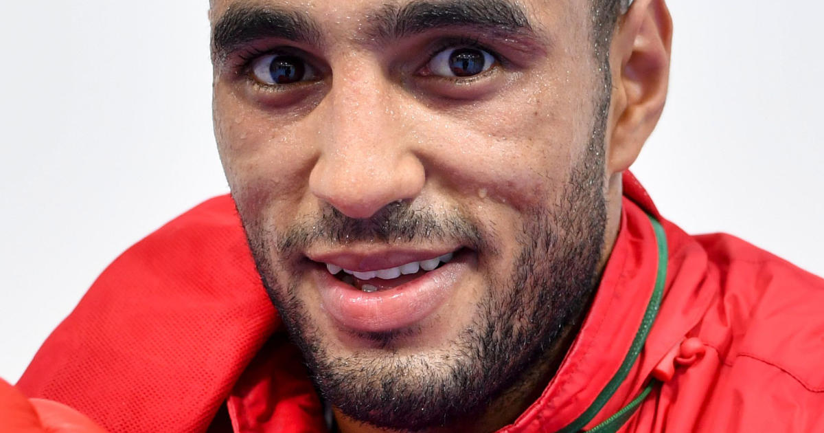 Boxer Saada Hassan of Morocco who is competing in the 81 kg category poses after a training session at the Riocentro complex in Rio de Janeiro prior to the Rio 2016 Olympic Games on August 1, 2016. / AFP / YURI CORTEZ (Photo credit should read YURI CORTEZ/AFP/Getty Images)