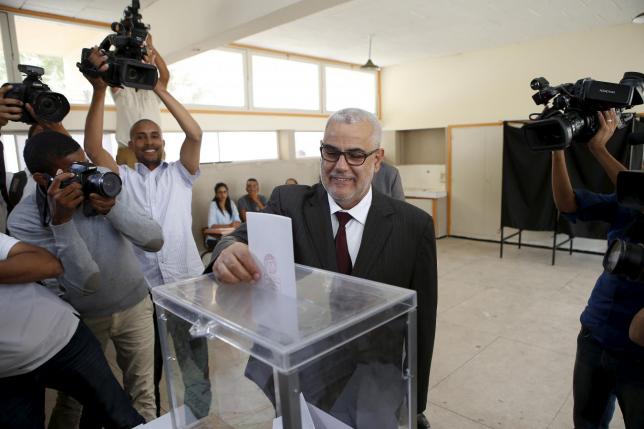 Abdelillah Benkirane, secretary-general of the Islamist Justice and Development party (PJD), casts his ballot at a polling station in Rabat September 4, 2015. REUTERS/Youssef Boudlal