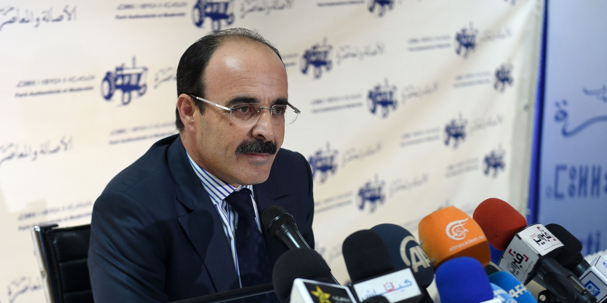 Ilyas el Omari, Vice Secretary General of the Party of Authenticity and Modernity (PAM) speaks during a press conference following the results from Moroccan municipal and regional elections on September 5, 2015 in Rabat. Morocco's Islamists came first in regional elections seen as a test of their popularity after nearly four years in power, but trailed the liberal opposition in municipal polls, results showed. The PAM, a liberal opposition party founded by a politician close to the king, came second with 19.4 percent.      AFP PHOTO / FADEL SENNA        (Photo credit should read FADEL SENNA/AFP/Getty Images)